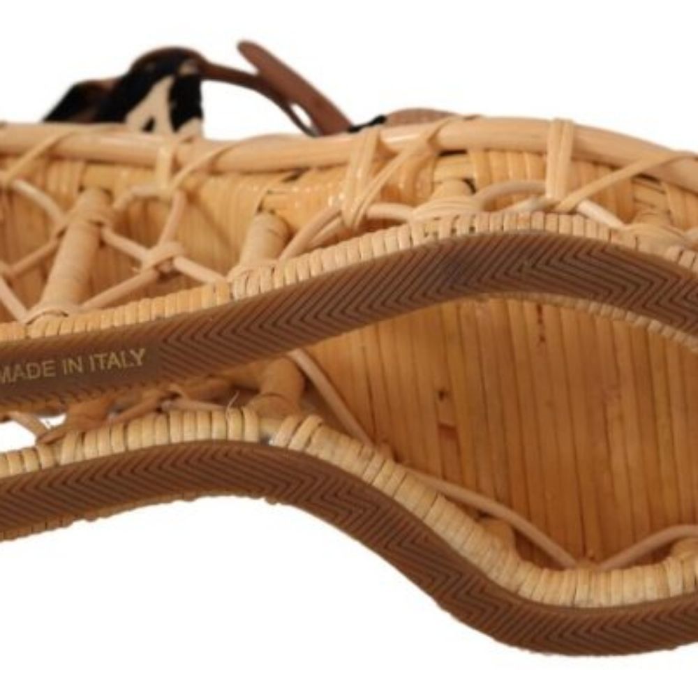 Dolce & Gabbana 💎 Rattan Platforms Designer Crystal Strap Sandals Shoes EU 39 - Picture 6 of 7